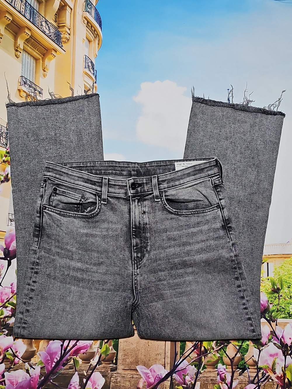 Rag & Bone High Rise Ankle Flare Raw Hem Jeans Size‎ 32